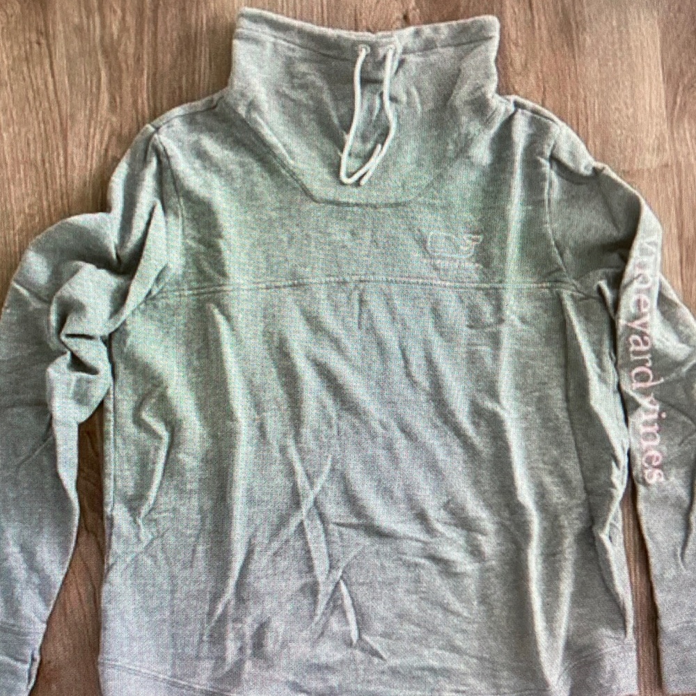 Vineyard Vines Light Heather Gray Funnel Neck Pullover